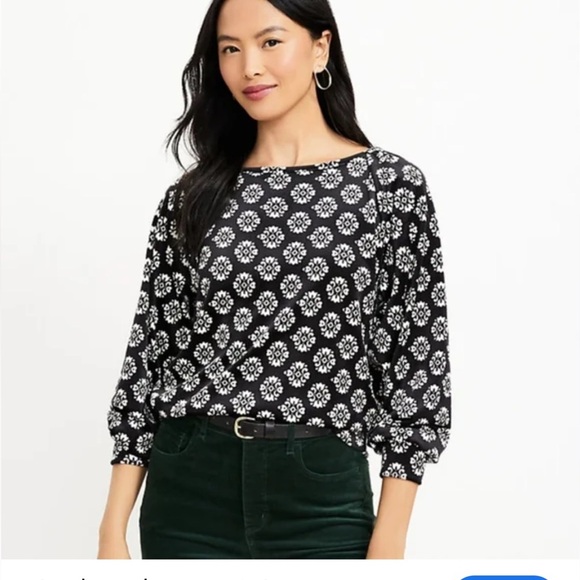 NWT Loft Geo Velour Sweatshirt xl new top shirt - Picture 5 of 9